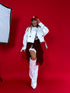 Leather imitation jacket "MATCHA CV2139" - WHITE